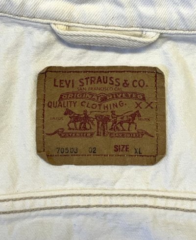 画像2: 90'S LEVIS "70503" スモールe 4thモデル デニムジャケット ホワイト チュニジア製 (VINTAGE)