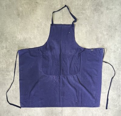 画像3: ユーロヴィンテージ コットンツイル ポケット付き エプロン ナス紺 (VINTAGE)
