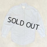 90'S EDDIE BAUER 白タグ シャンブレー バンドカラーシャツ ブルー (VINTAGE)