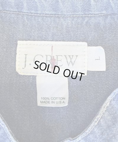 画像2: 90'S J.CREW 旧タグ デニム バンドカラーシャツ インディゴ USA製 (VINTAGE)