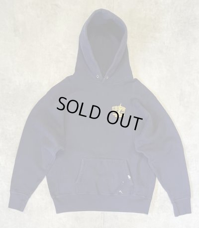 画像1: 90'S CAMBER 両面プリント ヘビーウエイト スウェットパーカー ネイビー USA製 (VINTAGE)