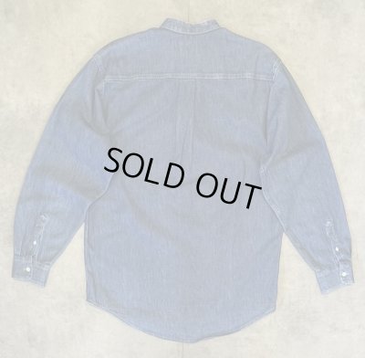 画像3: 90'S J.CREW 旧タグ デニム バンドカラーシャツ インディゴ USA製 (VINTAGE)