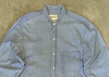 他の写真1: 90'S EDDIE BAUER 白タグ シャンブレー バンドカラーシャツ ブルー (VINTAGE)