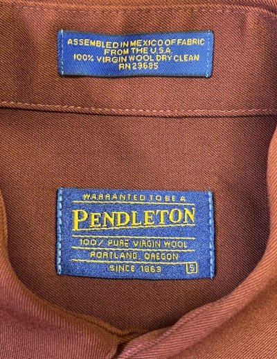 画像2: 90'S PENDLETON ウールギャバジン ボックスシャツ ボルドー (VINTAGE)