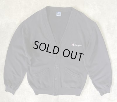 画像1: 90'S CHAMPION 青タグ スウェット カーディガン フェードブラック USA製 (VINTAGE)