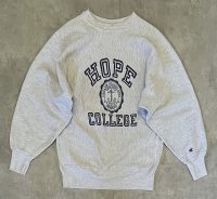 90'S CHAMPION "HOPE COLLEGE" 刺繍タグ 染み込み三段プリント リバースウィーブ グレー メキシコ製 (VINTAGE)