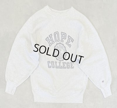 画像1: 90'S CHAMPION "HOPE COLLEGE" 刺繍タグ 染み込み三段プリント リバースウィーブ グレー メキシコ製 (VINTAGE)