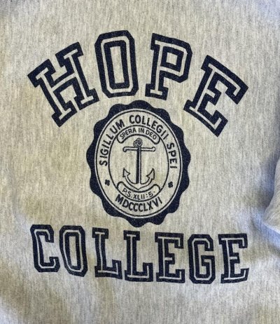 画像3: 90'S CHAMPION "HOPE COLLEGE" 刺繍タグ 染み込み三段プリント リバースウィーブ グレー メキシコ製 (VINTAGE)