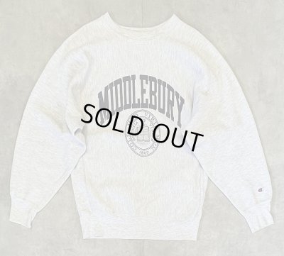 画像1: 90'S CHAMPION "MIDDLEBURY" 刺繍タグ リバースウィーブ グレー USA製 (VINTAGE)