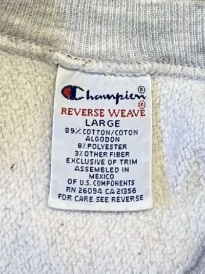 画像2: 90'S CHAMPION "HOPE COLLEGE" 刺繍タグ 染み込み三段プリント リバースウィーブ グレー メキシコ製 (VINTAGE)