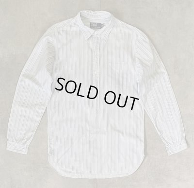 画像1: 90'S RALPH LAUREN チンスト＆マチ付き ポプリン プルオーバーシャツ ストライプ (VINTAGE)