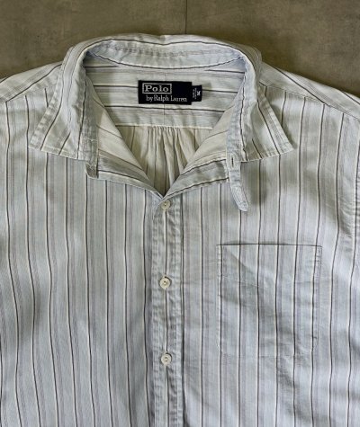 画像3: 90'S RALPH LAUREN チンスト＆マチ付き ポプリン プルオーバーシャツ ストライプ (VINTAGE)