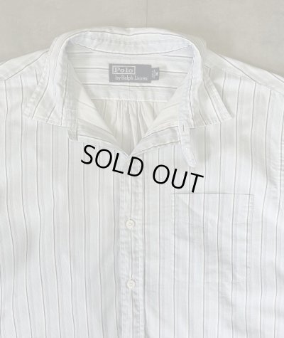 画像3: 90'S RALPH LAUREN チンスト＆マチ付き ポプリン プルオーバーシャツ ストライプ (VINTAGE)