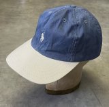 90'S RALPH LAUREN ロゴ刺繍 ベースボールキャップ ツートンカラー USA製 (VINTAGE)
