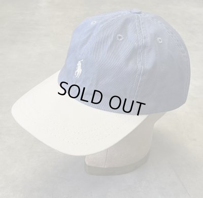画像1: 90'S RALPH LAUREN ロゴ刺繍 ベースボールキャップ ツートンカラー USA製 (VINTAGE)