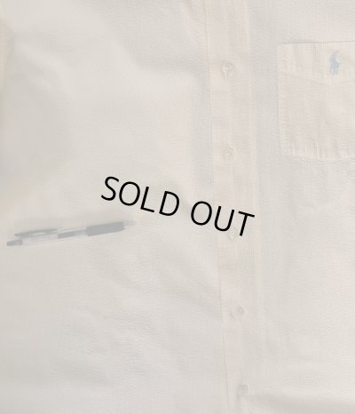 画像4: 90'S RALPH LAUREN "GREGGOR" シアサッカー 三点留めボタンダウン ボックスシャツ ライトイエロー (VINTAGE)