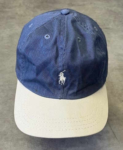 画像2: 90'S RALPH LAUREN ロゴ刺繍 ベースボールキャップ ツートンカラー USA製 (VINTAGE)