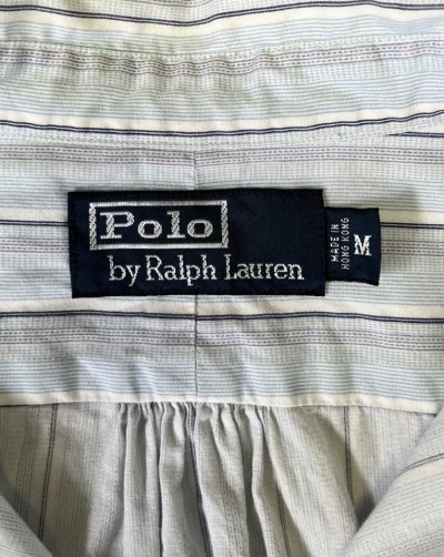 画像2: 90'S RALPH LAUREN チンスト＆マチ付き ポプリン プルオーバーシャツ ストライプ (VINTAGE)