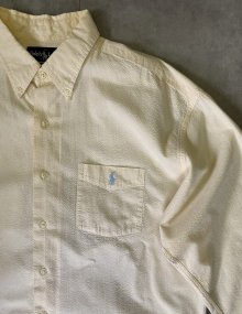 他の写真2: 90'S RALPH LAUREN "GREGGOR" シアサッカー 三点留めボタンダウン ボックスシャツ ライトイエロー (VINTAGE)