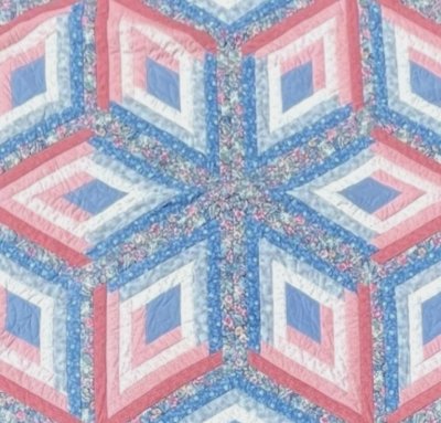 画像2: ヴィンテージ ヘキサゴン パッチワーク キルト ハンドメイド 190cm x 165cm USA製 (VINTAGE)