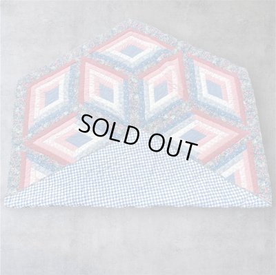 画像3: ヴィンテージ ヘキサゴン パッチワーク キルト ハンドメイド 190cm x 165cm USA製 (VINTAGE)