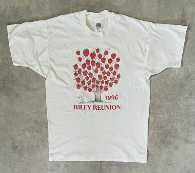 画像1: 90'S RILEY REUNION シングルステッチ 半袖 Tシャツ ホワイト (VINTAGE)