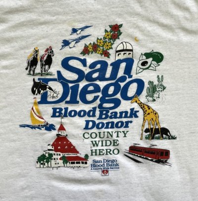 画像3: 80'S SAN DIEGO BLOOD BANK シングルステッチ 半袖 Tシャツ ホワイト USA製 (VINTAGE)