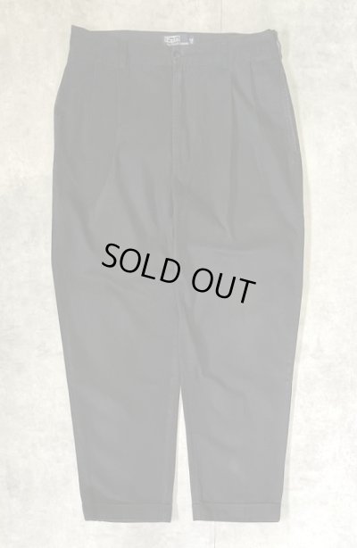 画像1: 90'S RALPH LAUREN "HAMMOND PANT" ツープリーツ チノパンツ ブラック (VINTAGE)
