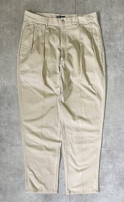 画像1: 90'S RALPH LAUREN "ボックスロゴ" ツープリーツ チノパンツ ベージュ USA製 (VINTAGE)