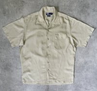 90'S RALPH LAUREN レーヨン/リネン 片側フラップ付きポケット 半袖 オープンカラーシャツ ライトカーキ (VINTAGE)
