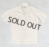 90'S RALPH LAUREN リネン フラップ付きポケット 半袖 オープンカラーシャツ ベージュ (VINTAGE)