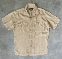 90'S RALPH LAUREN リネン フラップ付きポケット 半袖 オープンカラーシャツ ベージュ (VINTAGE)