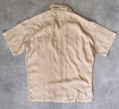 画像3: 90'S RALPH LAUREN リネン フラップ付きポケット 半袖 オープンカラーシャツ ベージュ (VINTAGE)