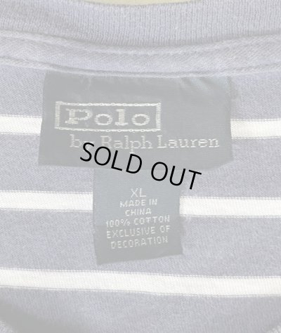 画像2: 90'S RALPH LAUREN シングルステッチ 裾ロゴ 半袖 Tシャツ ボーダー柄 (VINTAGE)