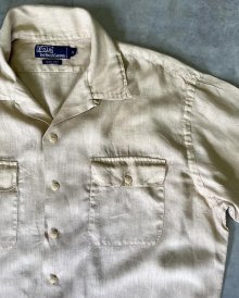他の写真2: 90'S RALPH LAUREN リネン フラップ付きポケット 半袖 オープンカラーシャツ ベージュ (VINTAGE)