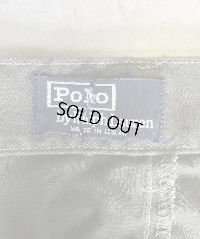 画像2: 90'S RALPH LAUREN "ボックスロゴ" ツープリーツ チノパンツ ダークオリーブ USA製 (VINTAGE)