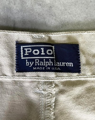 画像2: 90'S RALPH LAUREN "ボックスロゴ" ツープリーツ チノパンツ ベージュ USA製 (VINTAGE)