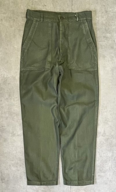 画像1: 60'S アメリカ軍 US ARMY "OG107" コットンサテン ベイカーパンツ ミリタリーグリーン W34L33 (VINTAGE)