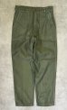画像1: 60'S アメリカ軍 US ARMY "OG107" コットンサテン ベイカーパンツ ミリタリーグリーン W34L33 (VINTAGE) (1)