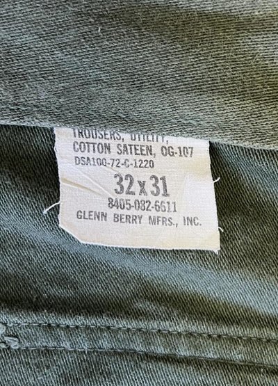 画像2: 70'S アメリカ軍 US ARMY "OG107" コットンサテン ベイカーパンツ ミリタリーグリーン W32L31 (VINTAGE)