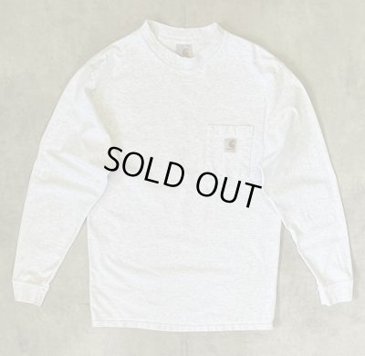 画像1: 90'S CARHARTT ポケット付き 長袖 Tシャツ アッシュグレー (VINTAGE)