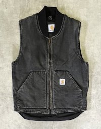 CARHARTT 裏地キルティング ダックベスト フェードブラック (VINTAGE)