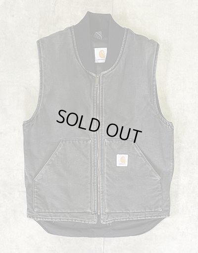 画像1: CARHARTT 裏地キルティング ダックベスト フェードブラック (VINTAGE)