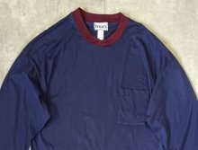 他の写真1: 00'S JOCKEY クロスネック ポケット付き 長袖 Tシャツ ネイビー/ワインレッド (VINTAGE)