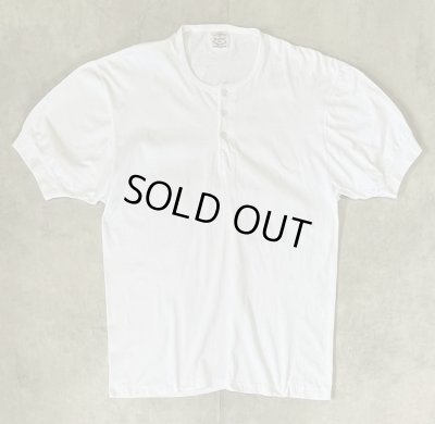 画像1: RACE BRAND 袖リブ付き シングルステッチ ヘンリーネック Tシャツ ホワイト (VINTAGE)