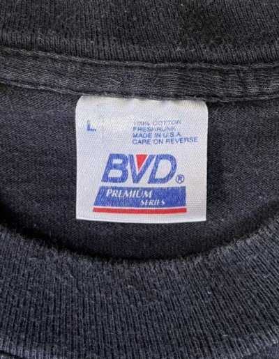 画像2: 90'S BVD シングルステッチ 耳付きポケット 半袖 Tシャツ ブラック USA製 (VINTAGE)