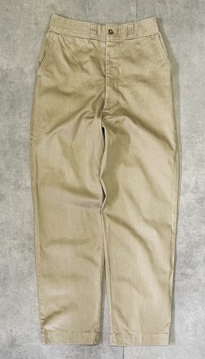 画像1: 50'S アメリカ軍 US ARMY "MIL-T-2064B" ボタンフライ チノパンツ ベージュ (VINTAGE)