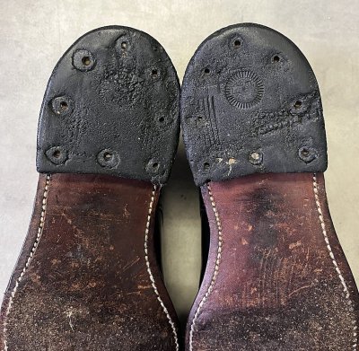 画像4: 60'S アメリカ軍 US NAVY "D.J.LEAVENWORTH製" 6アイレット レザーソール サービスシューズ US8R (VINTAGE)