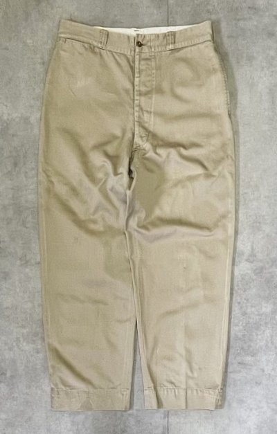 画像1: 50'S アメリカ軍 US ARMY "MIL-T-2064C" ボタンフライ チノパンツ ベージュ (VINTAGE)