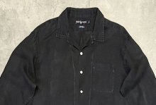 他の写真1: 90'S RALPH LAUREN "CALDWELL" ロゴ無し無地 リネン オープンカラーシャツ ブラック (VINTAGE)